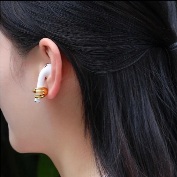 18K White Gold (Rhodium) Plated Anti Loss AirPod Headphone Hand Earrings Holder - Picture 4 of 7